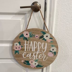 NEW! Happy Easter Floral Wood Hanging Wall Decor Sign